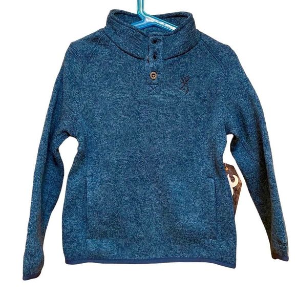 BROWNING Gilson Casual Boy's 3-Button Henley Blue Sweater with Pockets, Size XS - Picture 1 of 8